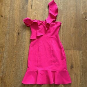 Likely one shoulder fuchsia mini dress